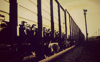 Train streetlight silhouette night cityscape - a train free wallpaper