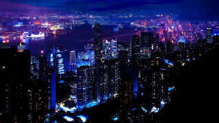 City night lights buildings fireworks - arthur pan free wallpaper