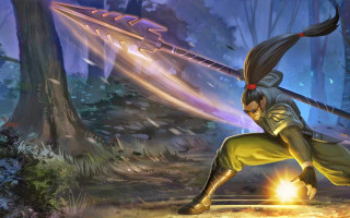 Man yellow outfit sword forest - a sword in a forest free wallpaper