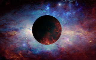 Blackhole stars blue red aurora - redshift free wallpaper for desktop