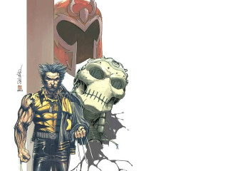 Man giant skull white background - altermodern free wallpaper for desktop