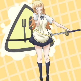 Girl short skirt fork knife - a short skirt holding free wallpaper