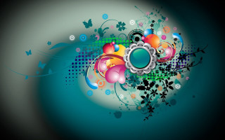 Colorful abstract flower butterfly blue - vivid free wallpaper