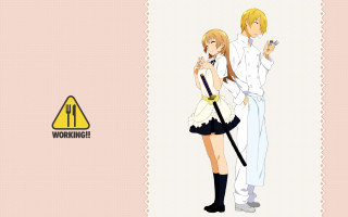 Anime couple warning sign apron - international free wallpaper for desktop