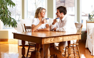 Man woman coffee smile romantic - anthony devas free wallpaper