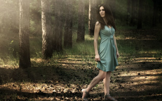 Woman dress forest sunlight matte - the background and sunlight free wallpaper