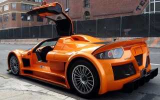 Orange sports car open hood 3 - its door free wallpaper