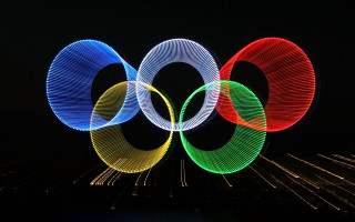 Colorful lights olympic symbol black - a black sky background free wallpaper for desktop