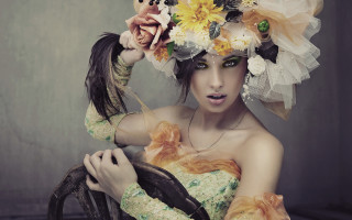 Woman flower crown steering wheel - a flower crown free wallpaper