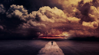 Surreal apocalyptic road cloudy sky - a road in front free wallpaper