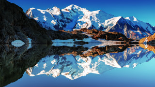 Mountain range lake reflection precisionism 2 - antoine ignace melling free wallpaper