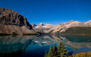 Mountain range reflection lake forest 7 - a clear blue sky free wallpaper