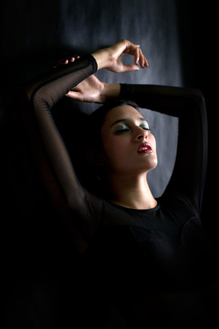 Woman hands head arm behind - contemporary free wallpaper for mobile