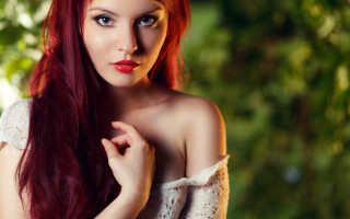 Redhair white top gothic portrait - a white top free wallpaper
