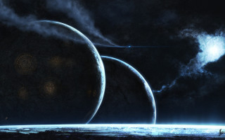 Planetary skyline clouds stars man - planet free wallpaper