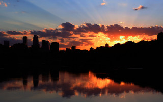 Sunset city lake clouds embers 2 - arlington nelson lindenmuth free wallpaper