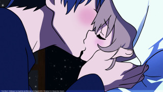 Couple kissing in air stars - the background and a sky free wallpaper for desktop