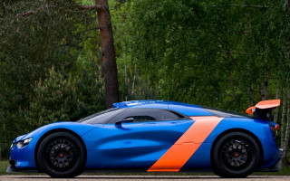 Blue orange sports car parking - side profile free wallpaper