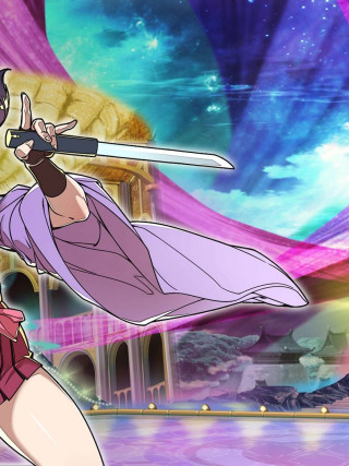 Woman purple outfit sword colorful - baiōken eishun free wallpaper for mobile