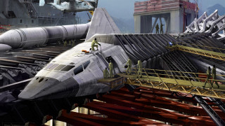 Large jet metal structure building - a large jet free wallpaper