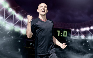 Man stadium clock street lights - hyper realistic face free wallpaper