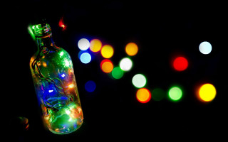 Bottle lights glowing moon earth - bokeh free wallpaper