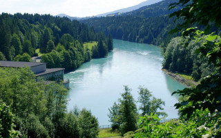 River forest hillside building scenery - hillside next free wallpaper