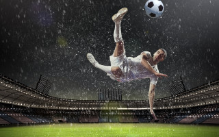 Soccer kick rain stadium aliens - foto realistic free wallpaper