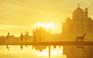 Sunset horse carriage cityscape water - bapu free wallpaper