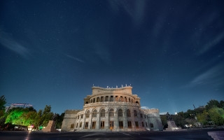 Neoclassical clocktower night starrysky aurora - a tower and a clock free wallpaper