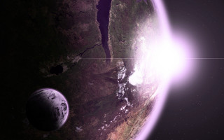 Space station bright light aurora 2 - a large object in the background free wallpaper