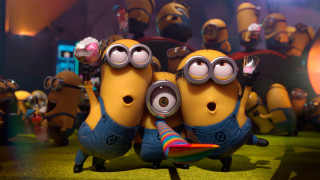 Minions hugging crowd pastel blurry - despicable free wallpaper