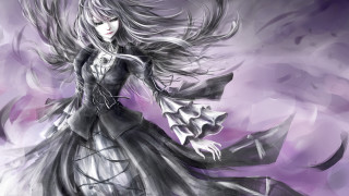Gothic silver haired woman dress - a long hair free wallpaper