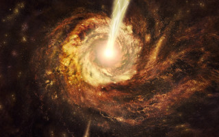 Cosmic spiral galaxy bright center - star and dust free wallpaper