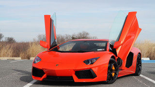 Bright orange sports car open 5 - vibrant color free wallpaper