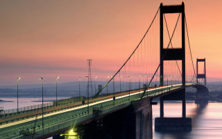 Bridge cars sunset cityscape matte - andrew geddes free wallpaper