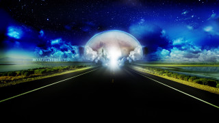 Clouds road car astronaut aurora - a sky full free wallpaper
