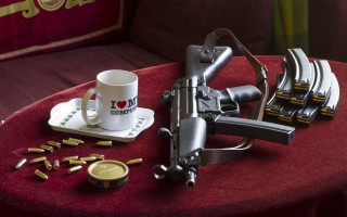 Coffee gun stilllife redchair vienneseactionism - a coffee cup free wallpaper
