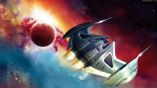 Galaxy red planet space ship - a galaxy free wallpaper