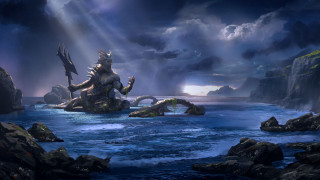 Giant ocean creature sunbeam dark - a fantasy scene free wallpaper