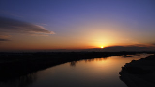 Sunset river clouds trees dusk - a sunset over a river free wallpaper
