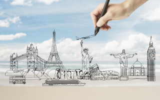 Hand pen paris eiffel cityscape - a detailed drawing free wallpaper
