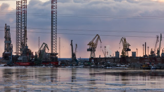 Water cranes cityscape sunset tiltshift - deconstructivism free wallpaper