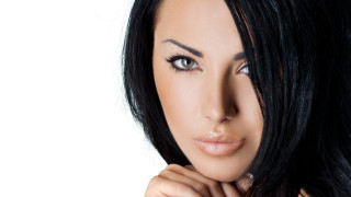 Woman black hair white background - facial feature free wallpaper