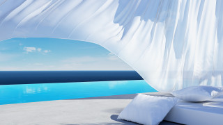 Canopy bed ocean view pool - a pool free wallpaper