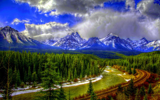 Mountain range river snow capped 9 - scenic free wallpaper