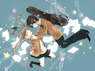 Couple people standing air musical - musical note free wallpaper