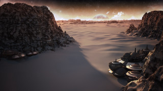 Sci fi planet mountains night - david free wallpaper for desktop