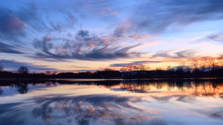 Lake sky clouds trees sunset 2 - cloud and trees free wallpaper