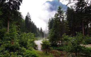 River forest mountain clouds nature - alen divi free wallpaper